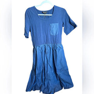 DG2 SoftCell by Diane Gilman Navy Blue Pocket Midi Dress-Medium